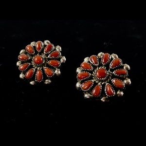 Santa Fe Native American Silver Earrings Signed